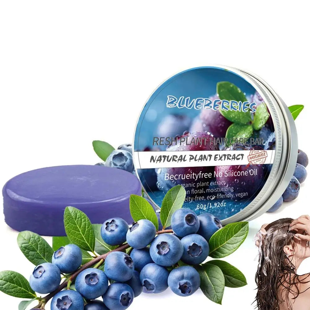Blueberry Shampoo & Conditioner Bundle Bar for Hair Thinning Frizz, Blueberry Solid Shampoo & Conditioner Strengthen Hair Care
