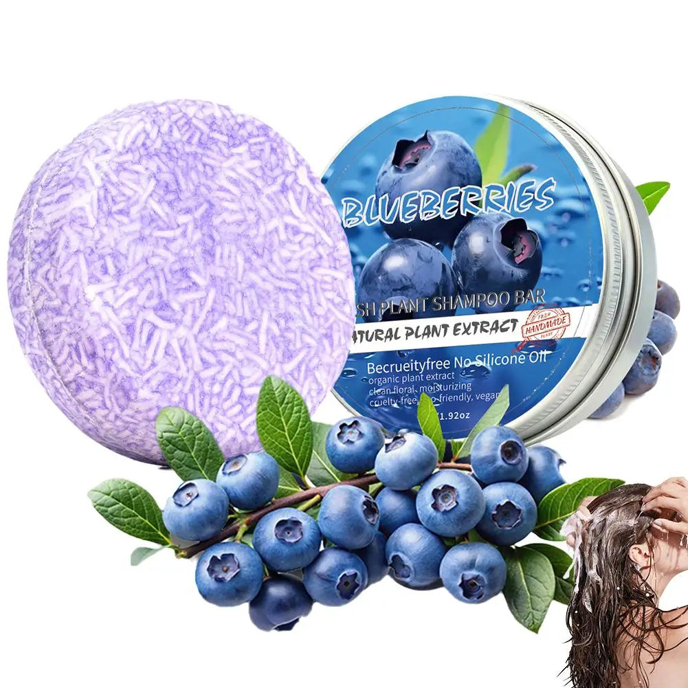 Blueberry Shampoo & Conditioner Bundle Bar for Hair Thinning Frizz, Blueberry Solid Shampoo & Conditioner Strengthen Hair Care