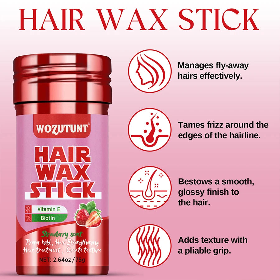 Styling Wax Stick Natural Non-greasy Finishing Hair Pomade for All Type Frizzy and Flyaway Hair Create Texture Solid Wax Product