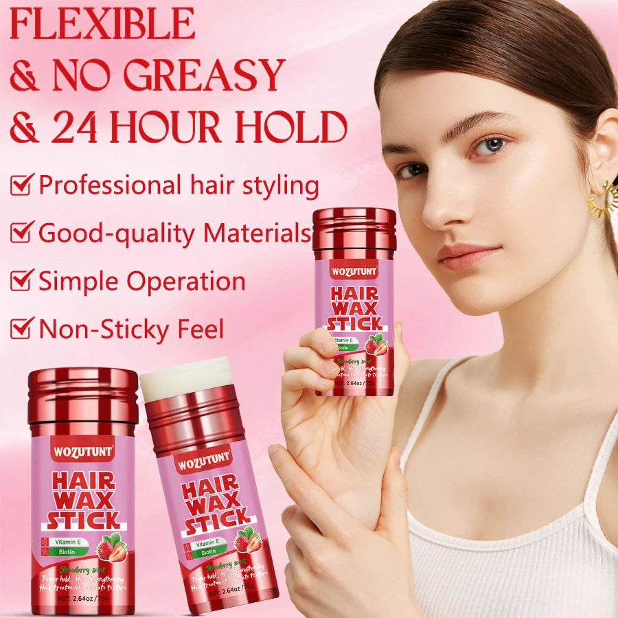 Styling Wax Stick Natural Non-greasy Finishing Hair Pomade for All Type Frizzy and Flyaway Hair Create Texture Solid Wax Product